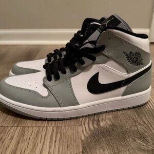 Air Jordan 1 Mid, Men's White and Gray Sneakers